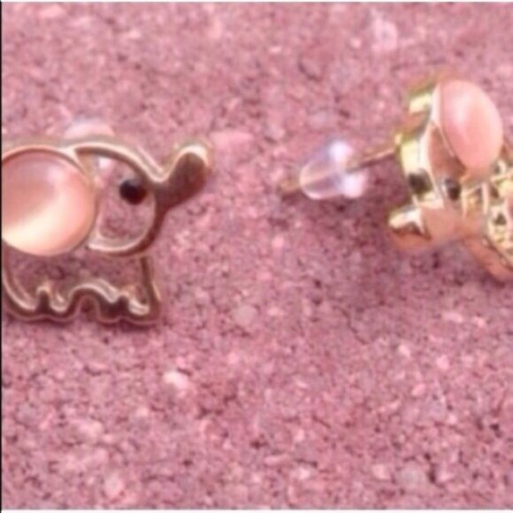 Pink Baby Elephant Earrings - Picture 2 of 4